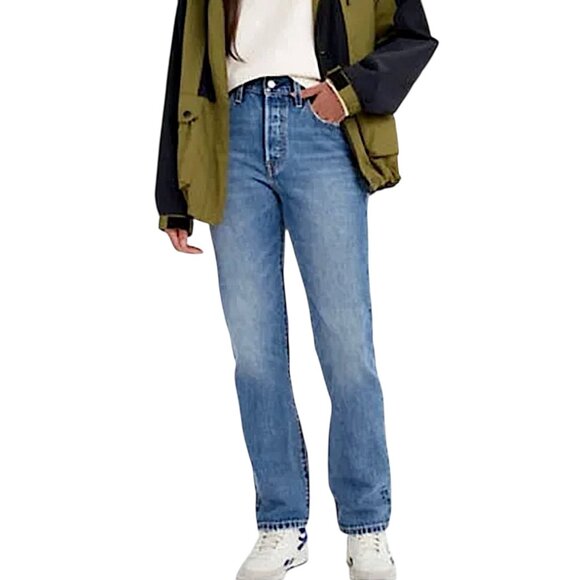 Vintage LEVI'S 501 Classic Straight Leg Ankle Jeans Blue - Picture 3 of 14